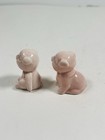 Cute Little Miniature Happy Pig Or Piglet Ceramic Figurines Set Of 2 Pink Pigs