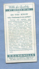 1933 W d    H o  Wills Tobacco Do You Know 4th Series Tobacco Card  20 Foolscap 