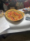 3 Beautiful Vintage Hand-woven Colorful Baskets    Collection Of 3