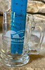 Vintage Silver Dollar City Heavy Glass Beer Mug Cup With Etched Axe Logo Handle