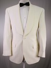 Jos A Bank Beige White 1-btn Shawl Lapel Wool Dinner Smoking Jacket Blazer 38s