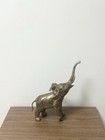  Brass Elephant Figurine Statue Trunk Up Ears Out Lucky Vintage