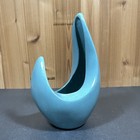 Vintage Mcm Atomic Turquoise Sculpted Indoor Pottery Planter