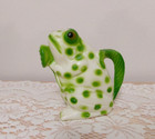 Vintage Small Plastic Frog Watering Can W  Neon Green Spots Celluloid Blow Mold