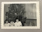 Vintage Photo Two Pretty Young Girls Christmas Tree Antique Doll Sisters 1950s