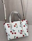 Coach Mollie Tote 25 Canvas Leather Cherry White 2way Shoulder Bag Ce627
