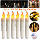 6pcs Led Flameless Flickering Taper Candles Battery Operated With Candle Holders
