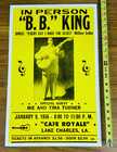 Bb King Vtg 1956 Concert Poster Ike Tina Turner Cafe Royale Lake Charles La
