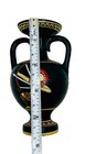 Vintage Handmade Greek Amphora Vase Warrior Archer Black Pottery Greece
