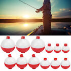 12pcs Fishing Bobbers Set Hard Abs Snap   on Floats Red White Round Fishing Floats