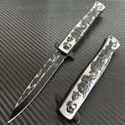 9    Black Rose Flower Tactical Spring Assisted Open Blade Folding Pocket Knife