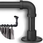 Industrial Curtain Rods - Matte Black Pipe Curtain Rod For Windows 28 To 38 Inch