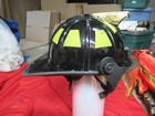 Cairns Black 1010 Firefighter Helmet Faceshield Used Neckguard Quick Adjust Emt