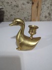 Vintage Solid Brass Duck Candle Holder Mid Century Farmhouse Decor