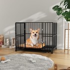 Heavy Duty Pet Dog Cage Strong Metal Crate Kennel Playpen With Wheels  tray