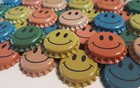 100 Smiley Beer Bottle Caps    uncrimped    Crown Caps