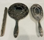 Vintage Silver Plated Vanity Set Mirror Brush Comb Handle