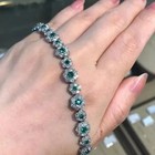 19ctw Round Cut Lab Created Green Emerald Flower Bracelet 14k White Gold Plated