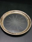 Antique Sterling Silver Rim Etched Crystal Glass Dish tray Webster 5    l  k   