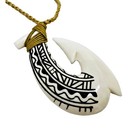 Hawaiian Jewelry Black Tattoo Buffalo Bone  Makau Fish Hook Maui Hawaii Necklace