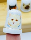Lot 6 Vintage Kitty Cat Face Porcelain Thimbles Persian Calico Siamese Tabby