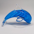 Art Glass 4 5    Jumping Dolphin Figure Paperweight Decor Nice Blue And Clear