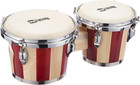 7  And 8  Bongo Drum Set With Padded Bag And Tuning Key  Red And Natural Stripe