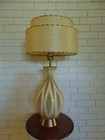Mid Century Modern Table Lamp Danish Atomic Vintage Cream   Gold