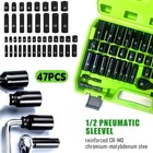 47pcs Impact Socket Set With 3 8  Drive  Sae  5 16  To 3 4   And Metric  8