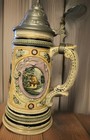Vintage German Beer Stein With Pewter Lid