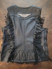 Harley Davidson Leather Vest Mens 2xl Black Motorcycle Biker Jacket Tassles