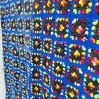 Crochet Granny Square Blue Multicolor Afghan Throw Blanket 49    X 64   