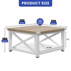 Farmhouse Square Coffee Table With Open Storage Shelf Living Room End Table Wood