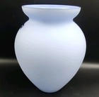 Vtg Handmade Alicja Frosted Blue Cased Glass Vase