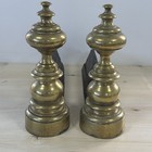 Antique Fire Dogs Andirons Period Fireplace Decor Cast Iron And Brass Late 1800s