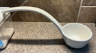 Vtg White Stoneware Soup Ladle 11 25    L 3 5    Dia X 1 5    D Bowl Functional Design