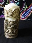 Vtg Carved Candle Christmas Holy Jesus Mary Child Nativity Mcm Manger Religious