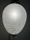 Vintage Hanging Swag Lamp White Crackle Glass Pull Chain Tassel Mcm Works