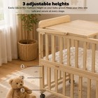 Solid Wood Baby Bassinet 3 Adjustable Heights With Mattress   Changing Shelf