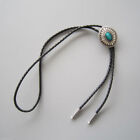 Silver Plated Celtic Oval Enamel Green Stone Western Cowboy Rodeo Bolo Tie