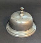 Antique Extra Large Nickel Plated Cast Brass Hotel Counter Desk Call Bell 5 1 8 