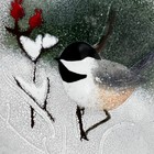 Norman Brumm Enamel On Copper 6  Chickadee Winter Plate Signed Michigan Artist