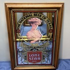 Vintage Lone Star Beer Bar Mirror Texas Man Cave Advertising Display Rare