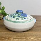 M a  Hadley Pottery Blueberry Bouquet Covered Casserole Handle Vintage