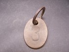 Vintage Solid Brass  3 Prison Jail Key Ring Numbered Tag Heavy Steel Split Ring