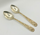 S Kirk   Son Repousse Sterling Silver Teaspoons Set Of 2 Heavy 60 2g