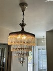 Vtg 1960 s French Style Brass Crystal Wedding Cake Chandelier Lighting Parts Lg