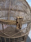 Vintage Decorative Brass Metal Mesh Gold Bird Cage Hanging 17  Tall 10  Diameter