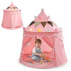 Kids Play Tent For Girls Pink Princess Castle Playhouse With String Lights   Mat