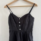 Madewell Black Linen Jumpsuit Women   s Sz 2 -button Front -side Zip -elastic Back
